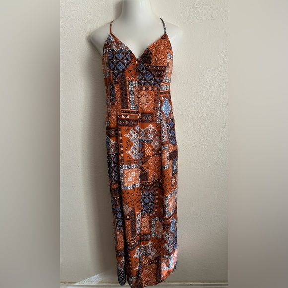 🆕Blu Pepper Patchwork Criss Cross Back Maxi Sundress S🆕 - Picture 4 of 14